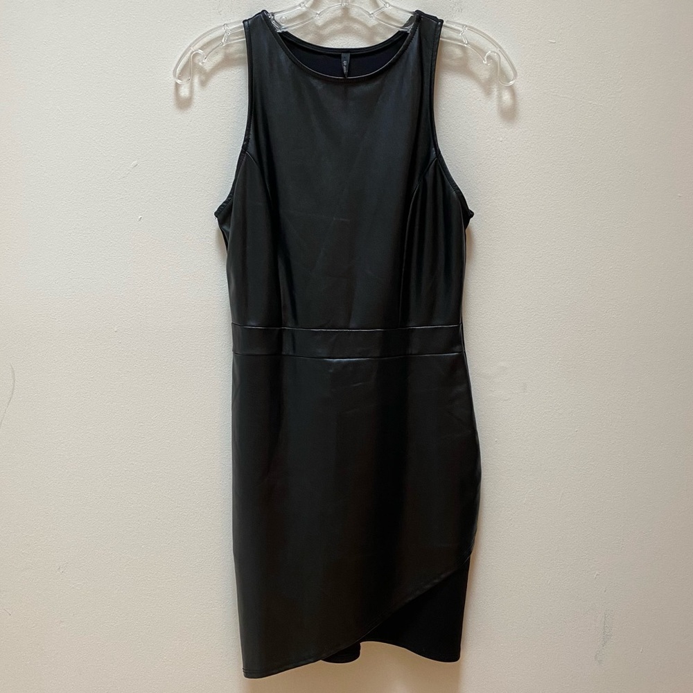 Vijo Couture Black Faux Leather Dress